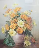 Still life of Chrysanthemums by Jack Carter, 1975, watercolour, sold Apr 2025