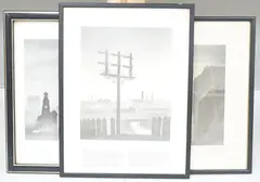 Industrial and Railway scenes by Trevor Grimshaw, pencil, sold Apr 2025