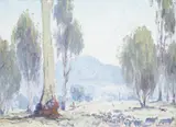 On The Track by Leonard H. Long, oil on board, offered Apr 2025