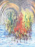 Abstract composition by Beryl Wynne Little, oil on board, offered Apr 2025