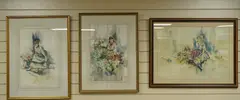 Studies of flower sellers by Gordon King, print, offered Apr 2025