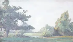Landscape by Henry G. Moon, oil on canvas board, sold Apr 2025