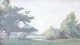 Landscape by Henry G. Moon, oil on canvas board, sold Apr 2025