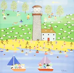 At the Beach by Gordon Barker, acrylic, sold Apr 2025