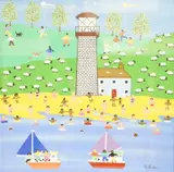 At the Beach by Gordon Barker, acrylic, sold Apr 2025
