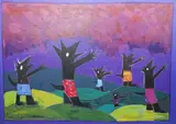 Raindogs by Artsnake Aka Rodney Hatfield, oil on canvas, sold Apr 2025