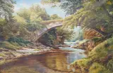 Riverscape by Jean Hamilton-George, oil on canvas, offered Apr 2025