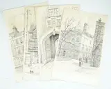 Old corners of the City of London by Frederick Adcock, ink, sold Apr 2025