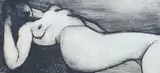 Reclining figure by Geoffrey Key, etching, sold Apr 2025