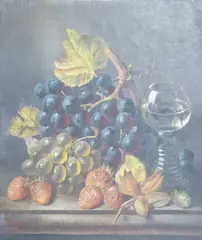 Still life of fruit by William H. Smith, 1880, oil on canvas, sold Mar 2025