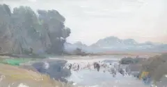 Riverscape by Henry G. Moon, oil on canvas, sold Mar 2025