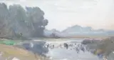 Riverscape by Henry G. Moon, oil on canvas, sold Mar 2025