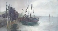 Drying the nets by Alexander Mortimer, oil on canvas, sold Mar 2025