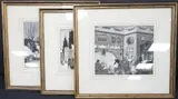 Winter street scenes and interior scene by Ernest Boye Uden, watercolor, offered Mar 2025