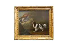 Spaniel and a buzzard in a landscapeoil on canvassigned and dated 174261 by Charles Collins, 1742, oil on canvas, sold Mar 2025