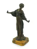 A late Victorian cold painted bronze figure of a classical woman standing by Paul Philippe, bronze, sold Mar 2025