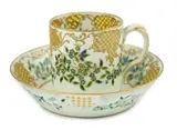 A rare porcelain and openwork enamel coffee cup and saucer by Camille Naudot, sculpture, sold Mar 2025