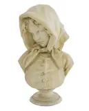 A carved marble bust of a weeping girl by Orazio Andreoni, sculpture, sold Mar 2025