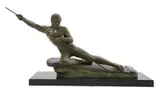 A French Art Deco bronzed spelter figure of a rafter by Ugo Cipriani, sculpture, sold Mar 2025