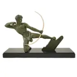 A French Art Deco patinated metal figure of an archer by Jean De Roncourt, sculpture, sold Mar 2025