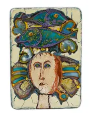 A stylised Portuguese art pottery plaque by Querubim Lapa, sculpture, sold Mar 2025