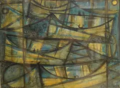 Harbour Nocturne by William Black, oil on card, sold Mar 2025