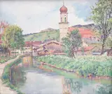 Continental riverscape by Theodor Guillery, oil on canvas, offered Mar 2025