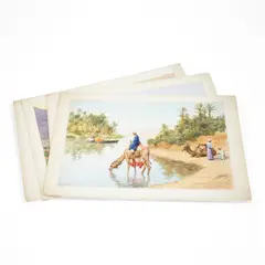 A set of six original watercolours for postcard designs by Charles Thomas Howard, watercolor, sold Mar 2025