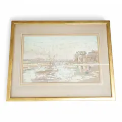 Yachts at Bembridge 1933 by Albert Rutherston, gouache, sold Mar 2025