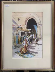 Street Seller in Morocco by Bernard McDonald, watercolour, offered May 2026