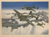North American Mitchell USAAF Formation by Mike Bailey, gouache, sold May 2026