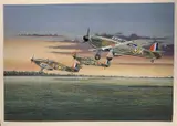'Hawker Hurricane RAF Formation take off scene by Mike Bailey, gouache, sold May 2026