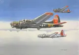 Boeing B17 Flying Fortress USAAF Formation by Mike Bailey, gouache, sold May 2026