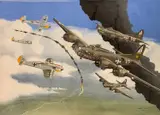 Boeing B17 Flying Fortress USAAF Formation by Mike Bailey, gouache, offered May 2026