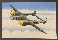 Lockheed P-38 Lightning USAAF by Mike Bailey, gouache, offered May 2026