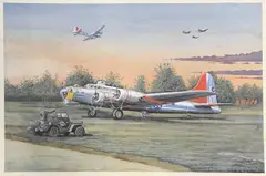 Boeing B17 Flying Fortress USAAF by Mike Bailey, gouache, sold May 2026