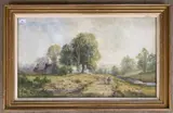 A rural landscape with foreground figures by John Faulkner Rha, pencil and watercolour, sold May 2026