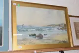 View across a coastline by Joseph Hughes Clayton, watercolour, sold Apr 2026
