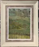 View over a European vineyard / landscape by Thomas J Coates, oil on board, sold Apr 2026