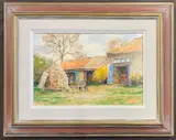 The Woodpile by Leslie W. Stones, oil on canvas, offered Apr 2026