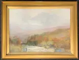 Autumnal Upland landscape with a rolling stream by John Falconer Slater, pastel, offered Apr 2026