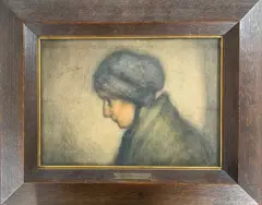 Side profile of a young lady by George Chavignaud, pastel, sold Apr 2026