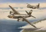 Martin Maurauder USAAF Formation by Mike Bailey, gouache, offered Apr 2026