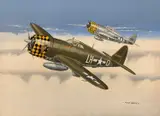 Republic P47 Thunderbolt USAAF Formation by Mike Bailey, gouache, offered Apr 2026