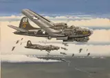 Boeing B17 Flying Fortress USAAF Formation by Mike Bailey, acrylic, sold Apr 2026