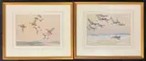 Ducks alighting over marshland and Geese in flight over the by Wilfred Moody Fryer, gouache, offered Apr 2026