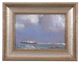 Seascape -The Yarmouth Roads by Geoffrey Chatten, oil on board, sold Mar 2026