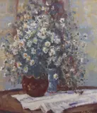 Flowers in a vase by Geoffrey Chatten, oil on board, sold Mar 2026
