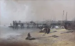 Fisherfolk on the coast by Edward Robert Smythe, pastel, sold Mar 2026