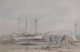 Ships at Yarmouth by Arthur E. Davies, watercolour and pencil, sold Mar 2026